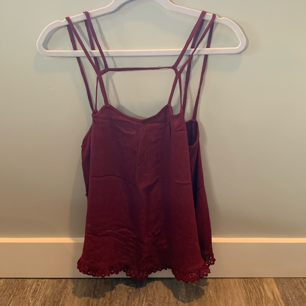 Free People Strappy Crochet Lace Trim Tank